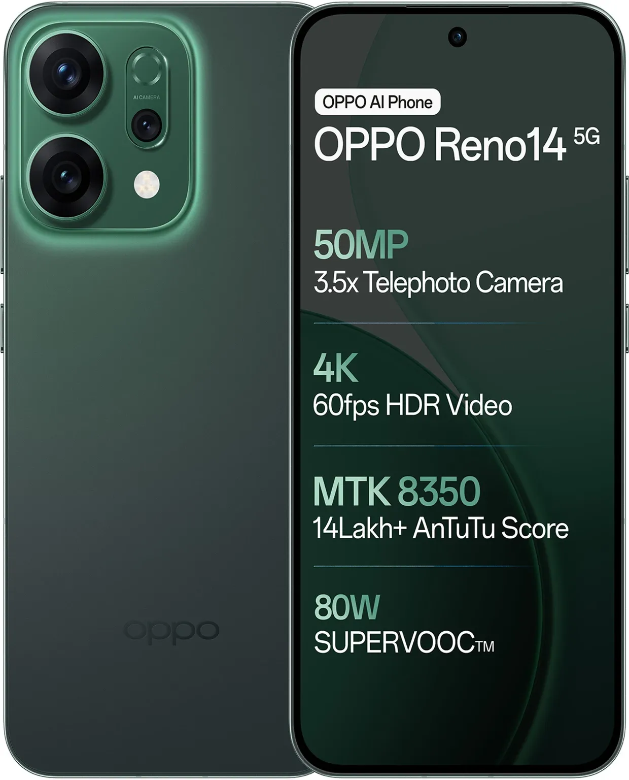 oppo_reno14_ OPPO Reno14 5G (Forest Green, 256 GB) (8 GB RAM) - Image 1